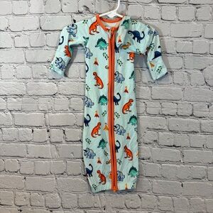 Free Birdees Dinosasur Pattern Zip Newborn Gown and Hat